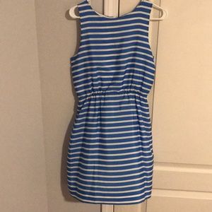 Jcrew blue and white stripe mid knee summer dress